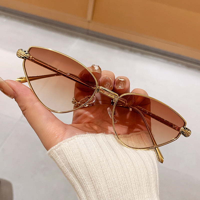 Dame designer solbrille med stilig cat-eye design og luksuriøs ramme Skanto