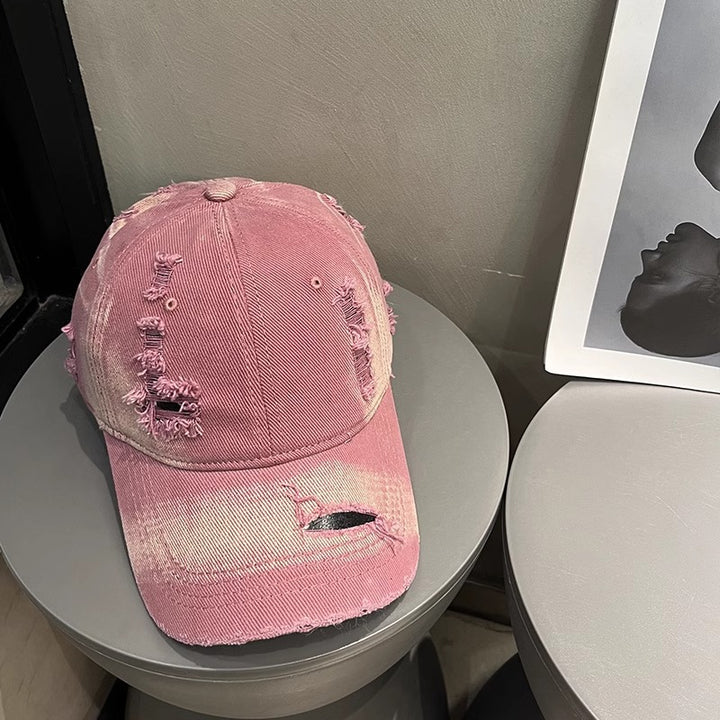 Kvinne's Slitt Svart Denim Baseball Caps Skanto