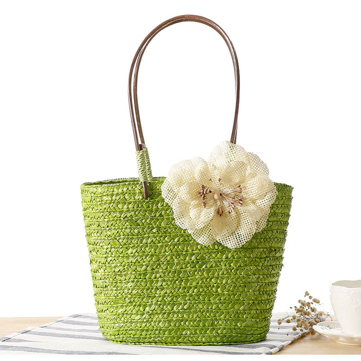 Elegant Bastveske med blomsterapplikasjon Skanto