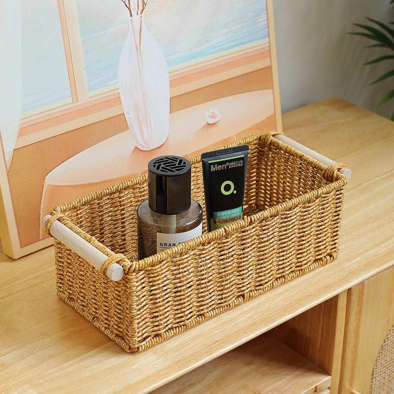 Unisex rektangulær kurv laget av flettet naturmateriale Skanto
