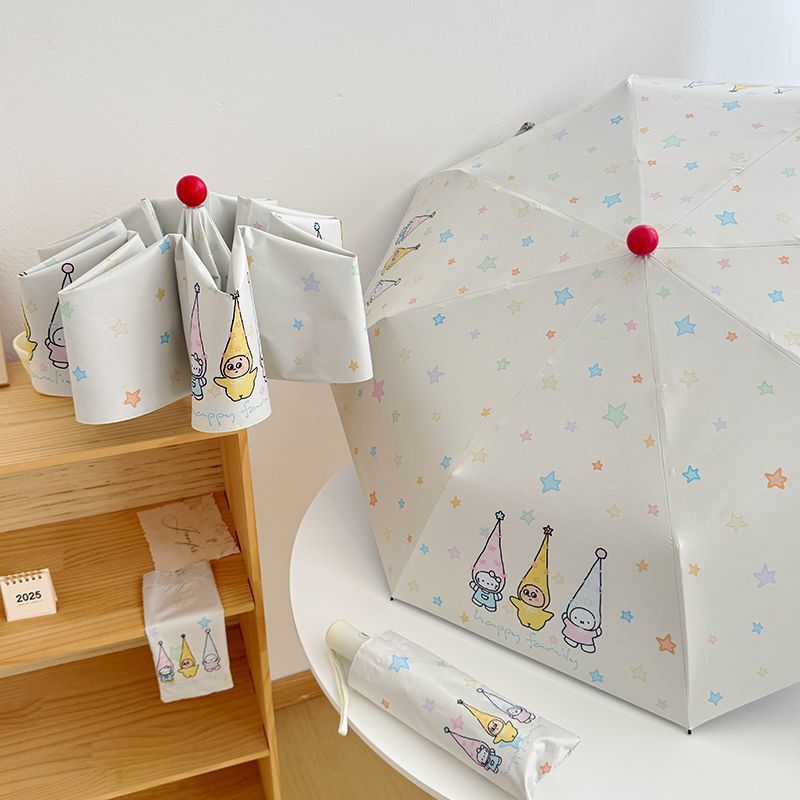 Dame Faltregn Umbrella med lekent familie motiv Skanto