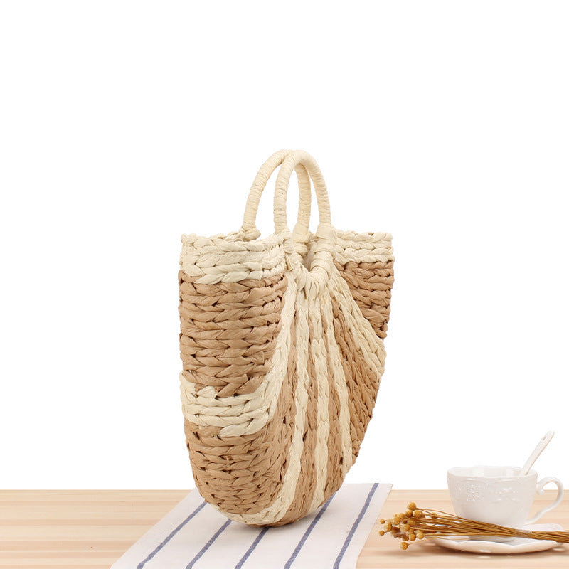 Elegant Straw Bag with Fixed Handle Skanto