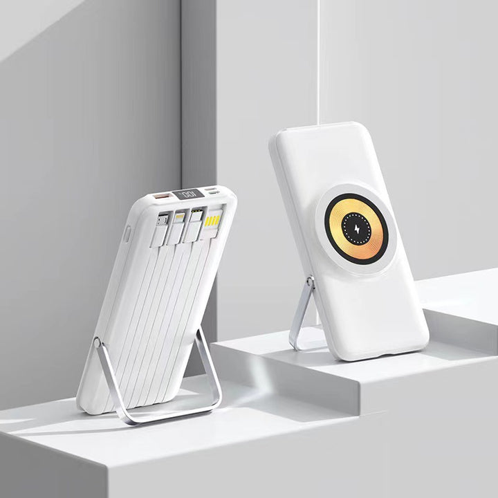 Multifunksjonell powerbank med trådløs lader og integrert stativ Skanto