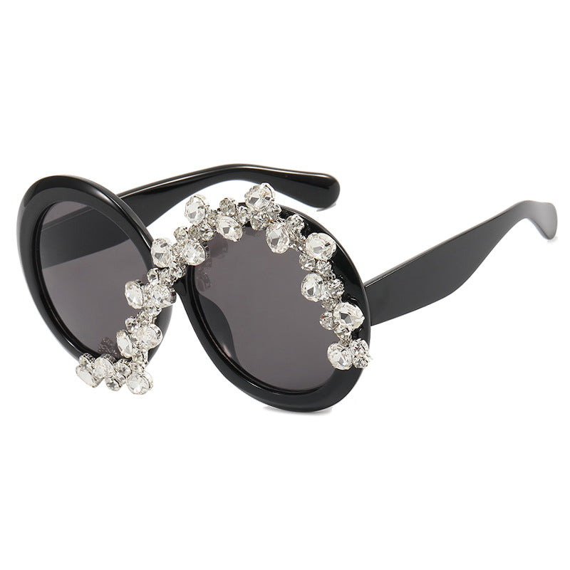 Dame Glamourøs Solbrille med Strassapplikasjoner Skanto