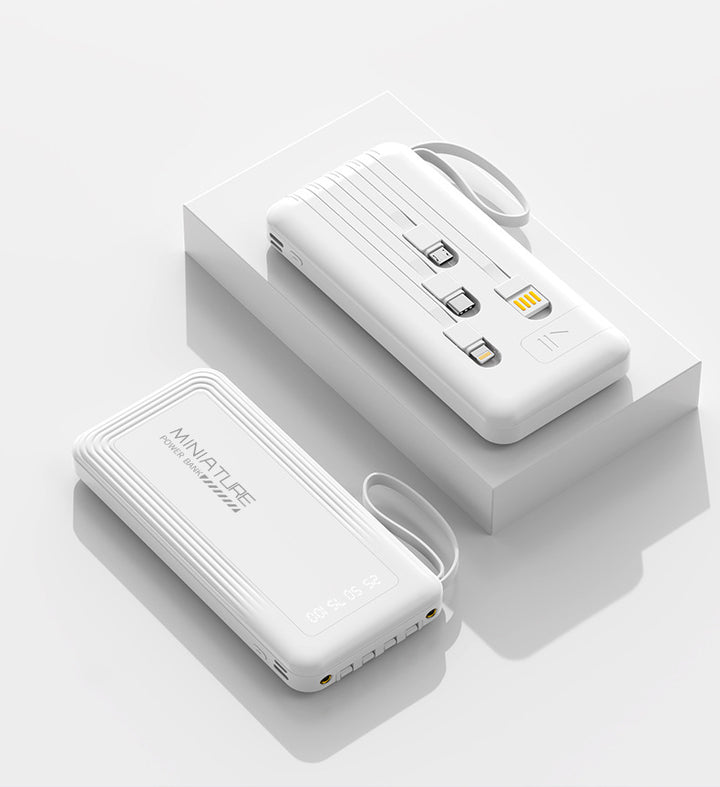 Kompakt powerbank med integrerte kabler og digital ladeindikator Skanto