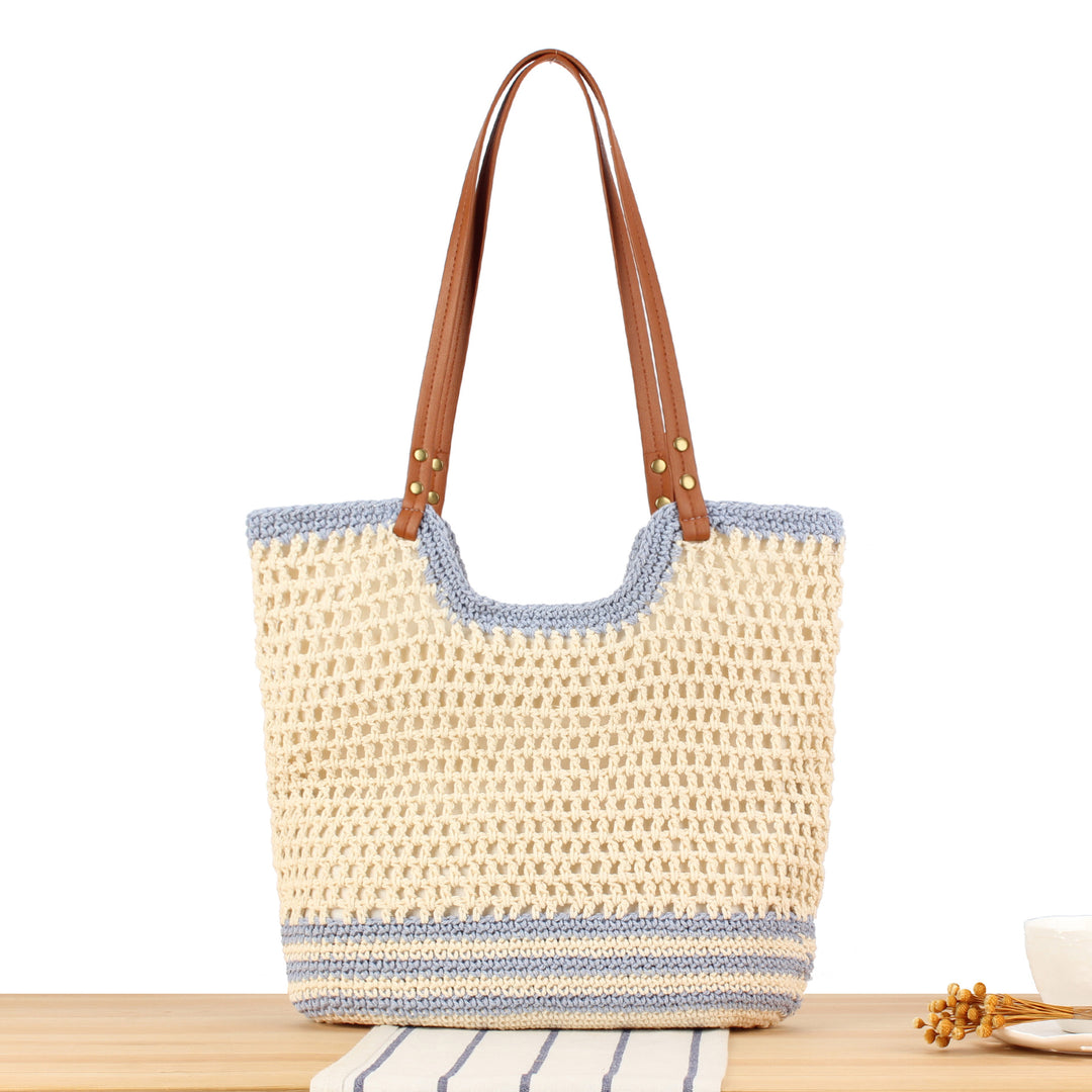 Elegant Handmade Basket Bag with Wide Leather Strap Skanto