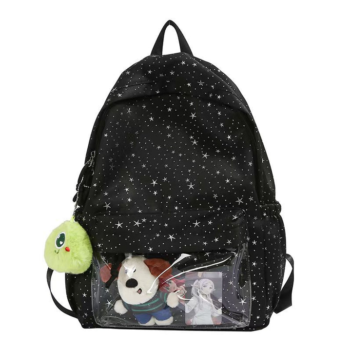 Transparent Pocketed Star-Pattern Ryggsekk Skanto
