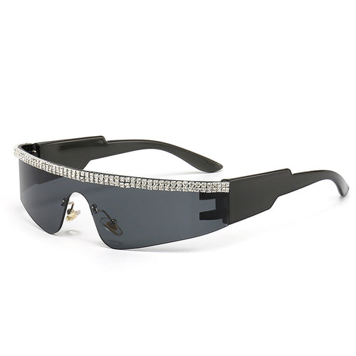 Dame Mode Glamour-solbriller med ramme dekorert med strass Skanto