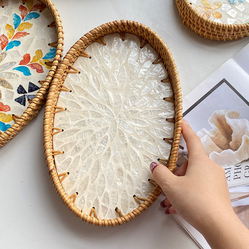 Dame Elegant Serveringsfat-set laget av håndvevd naturmateriale Skanto