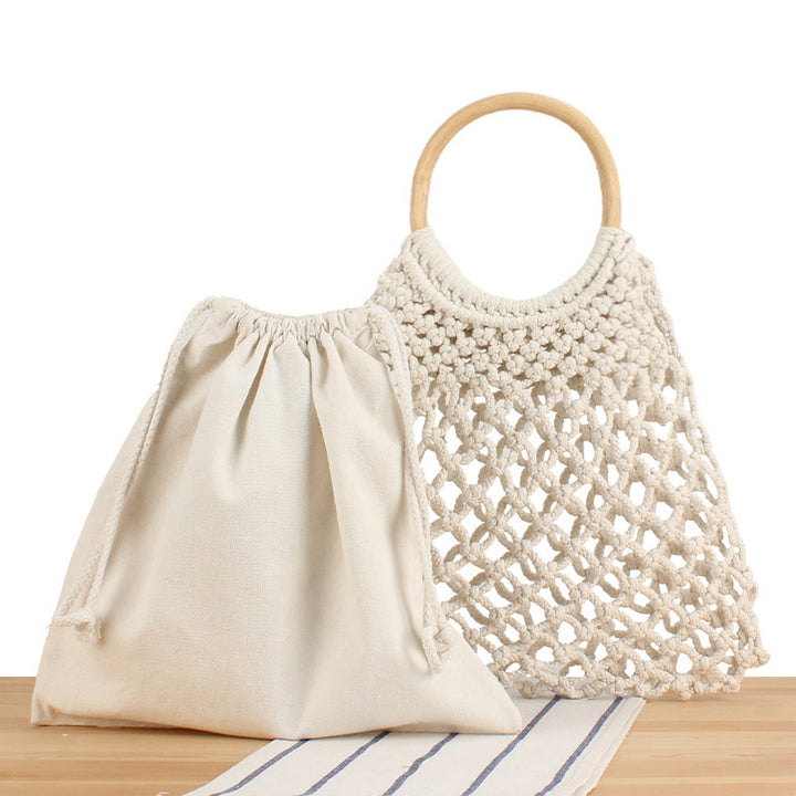 Elegant Flettet Bag med Rundt Håndtak Skanto