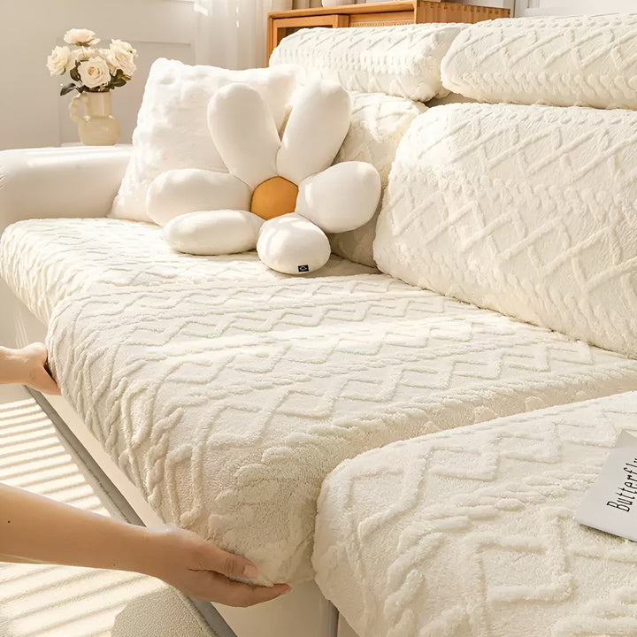 Samt-sofa trekk med diamantmønster – Myk & Luksuriøs | Perfekt passform for enhver sofa | Skanto