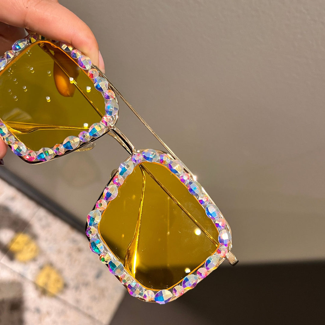 Dame Eksklusiv Solbrille med Krystallbesettelse Skanto