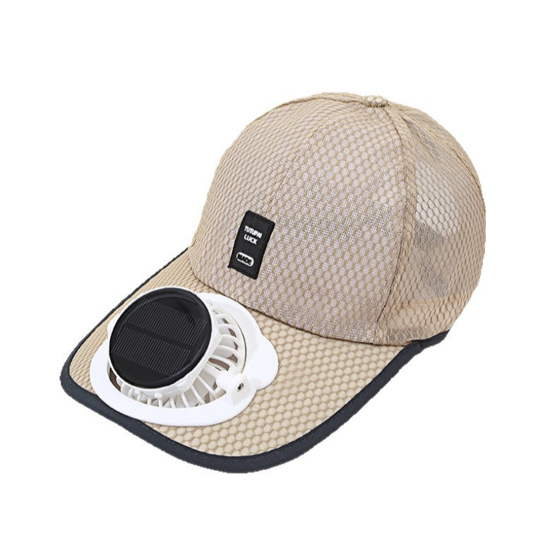 Ventilert baseball cap med integrert solfan i visiret og pustende nett Skanto