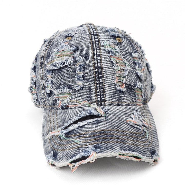 Kvinnes Slitt Denim Baseball Cap Skanto