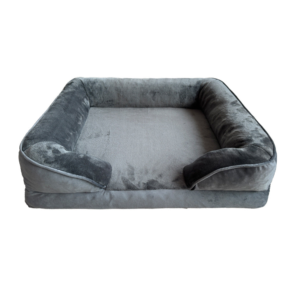 Plush ortopedisk hundeseng med støttende sidevegger