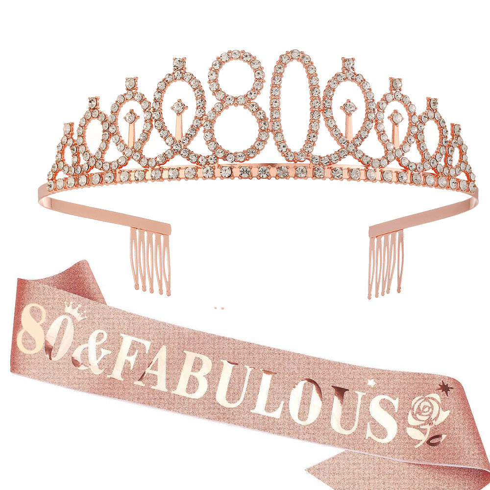 Damer Glitrende bursdags tiara sett med sashes Skanto