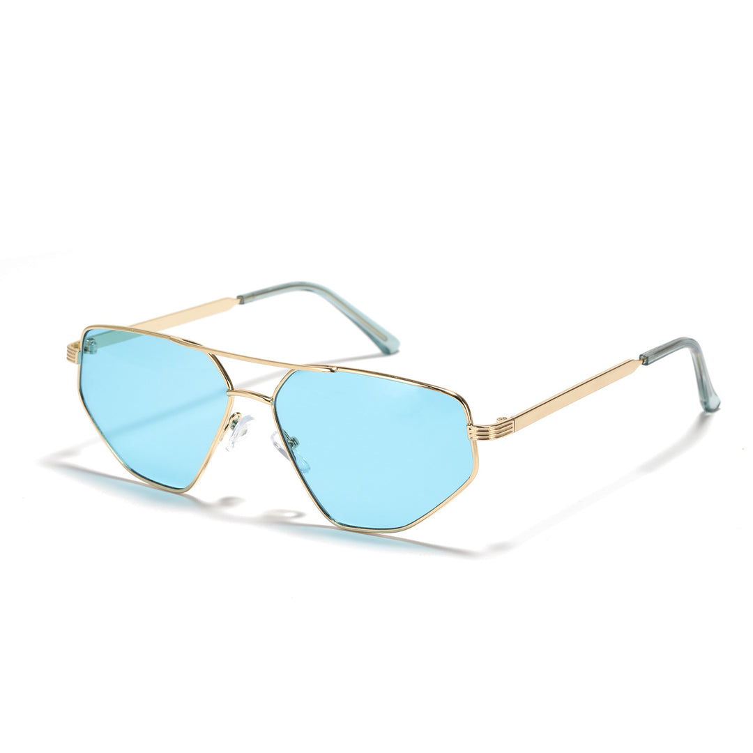 Dame geometrisk solbrille med elegant metallramme Skanto