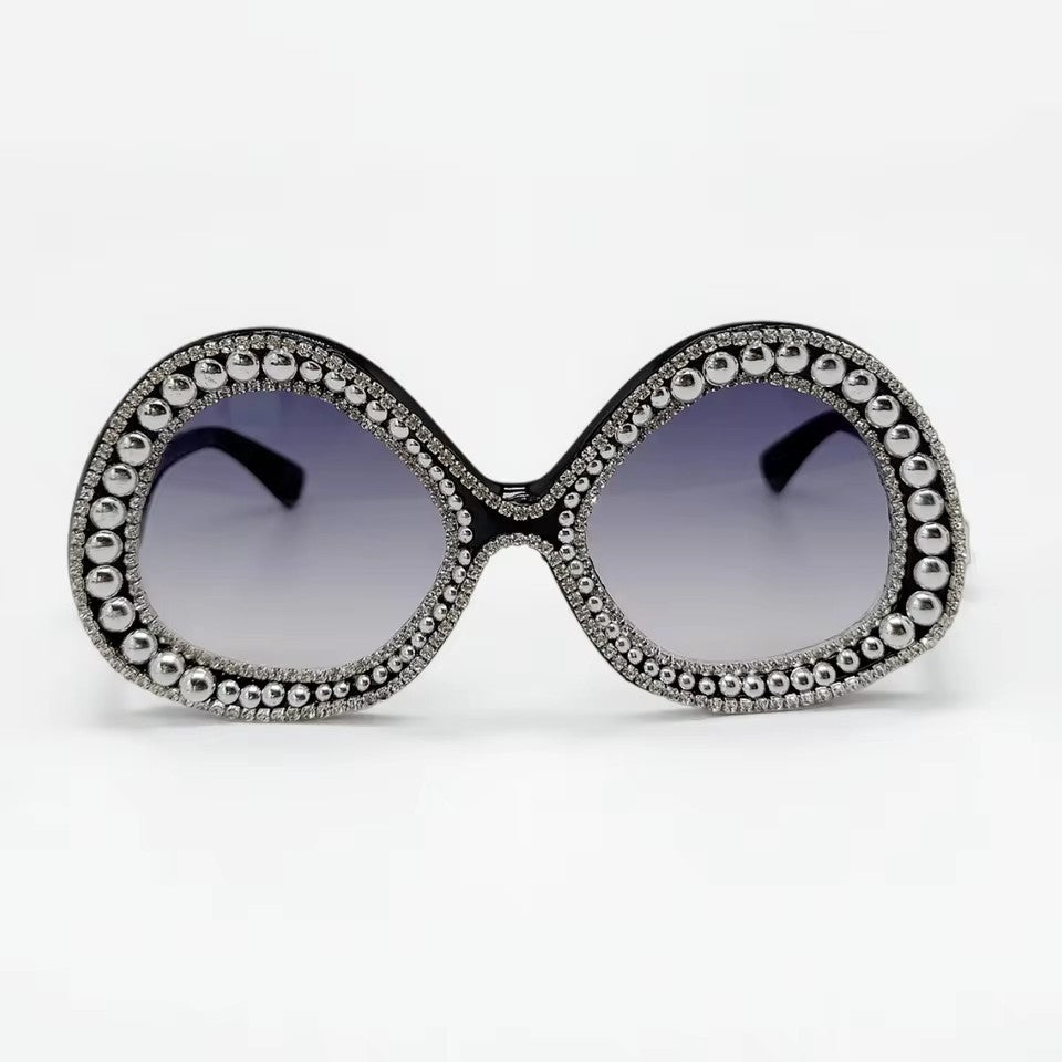 Dame Glamorøs Statement-solbrille med funklet krystallramme Skanto