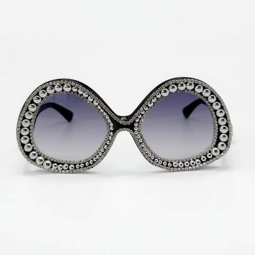 Dame Glamorøs Statement-solbrille med funklet krystallramme Skanto