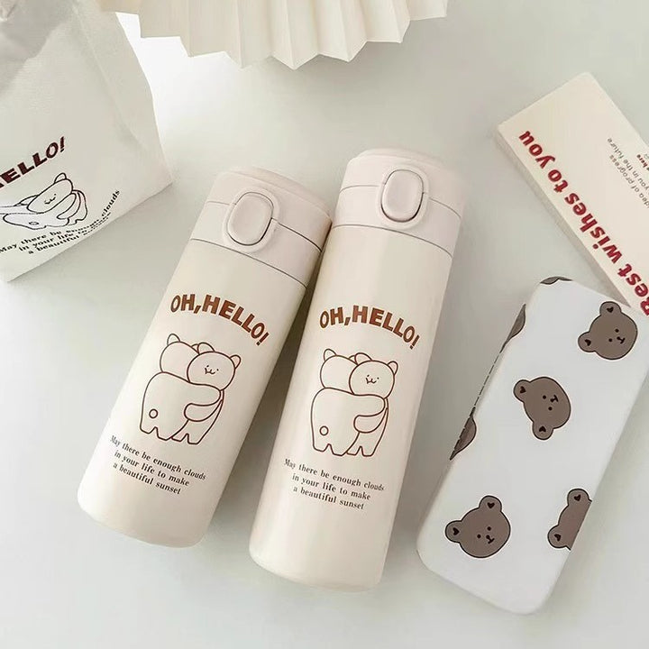 Damen Isolierflasche mit sicherem Druckverschluss und süßem Tierdesign Skanto