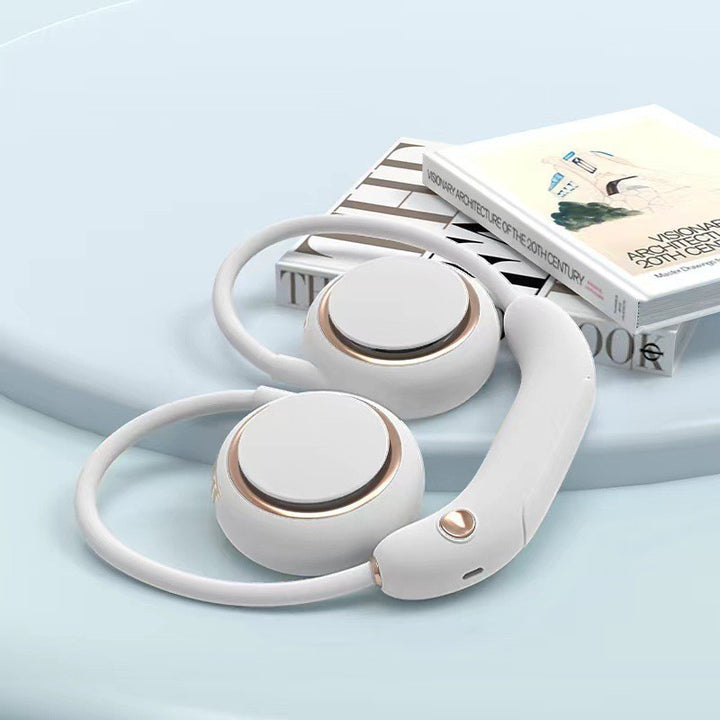 Kjøling handsfree oppladbar dual bjørneøre nakke vifte med justerbare hastigheter Skanto
