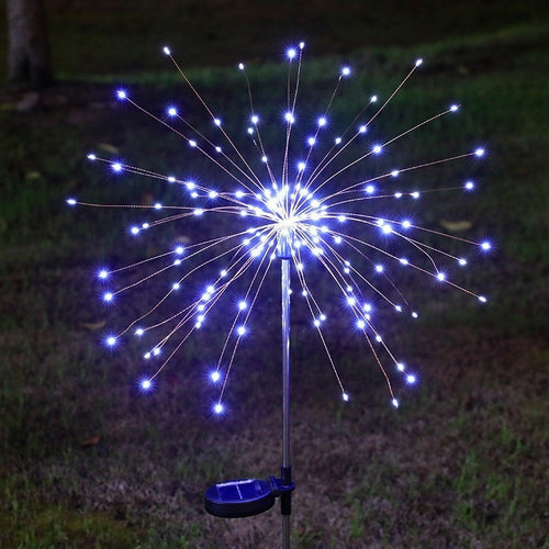 Solar Firework Hage Stake LED Starburst Lys Med Telekopisk Rustfritt Stake Skanto