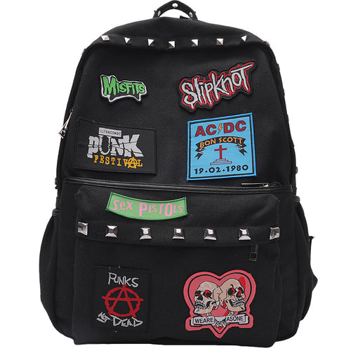 Punk-Inspirert Grafisk Lappeskole Rygsekk Skanto