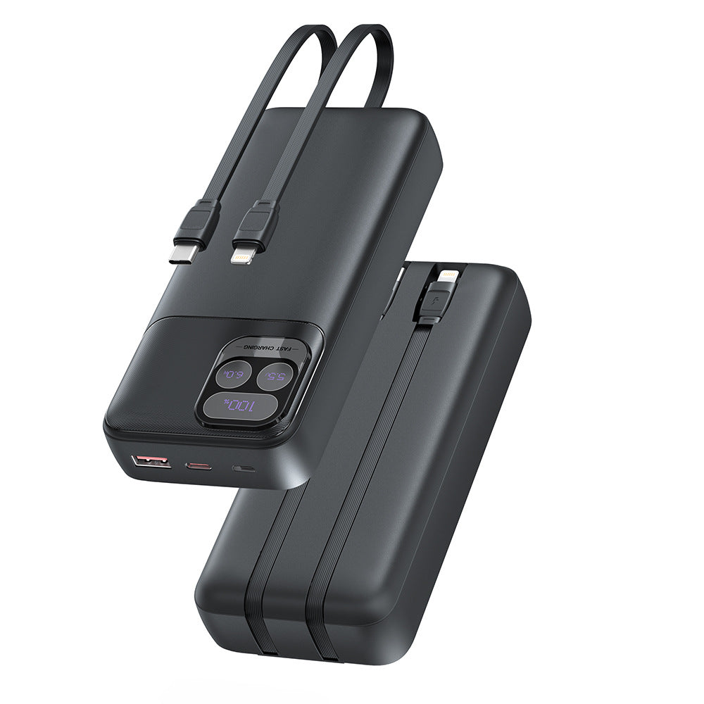 Powerbank med dobbelt ladekabel og hurtigladefunksjon Skanto