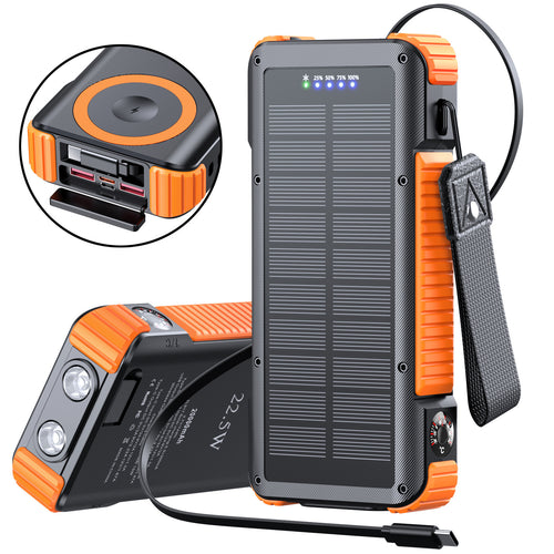 Høytytende solcelle powerbank med multifunksjonelle tilkoblinger og LED-skjerm Skanto