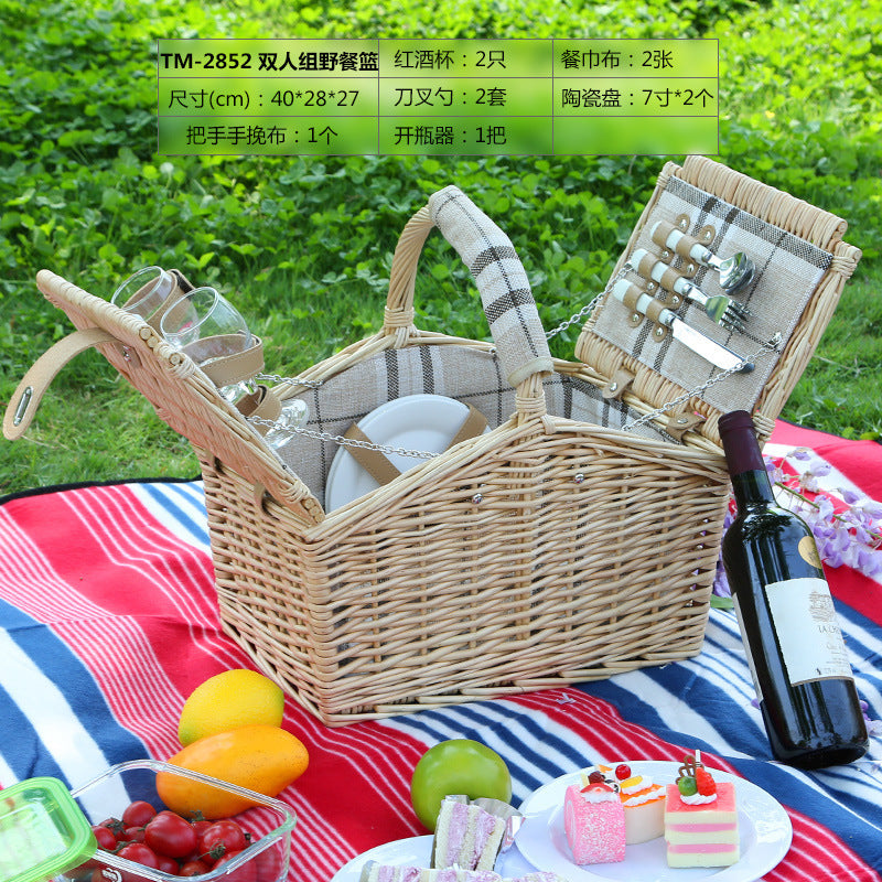 Dame Picnic Kurv med Komplett Bestikk Sett Skanto