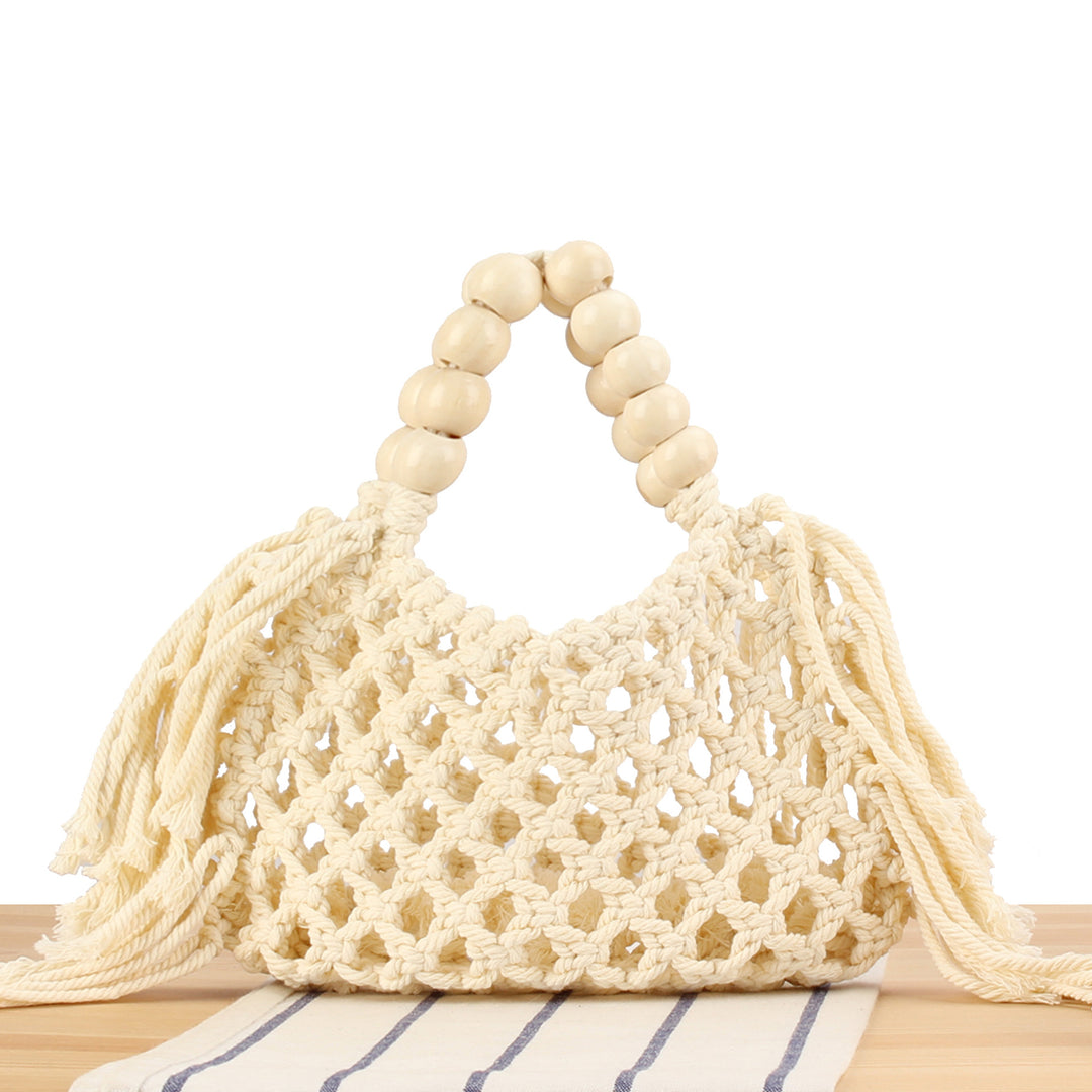 Macrame handbag with wooden handle Skanto