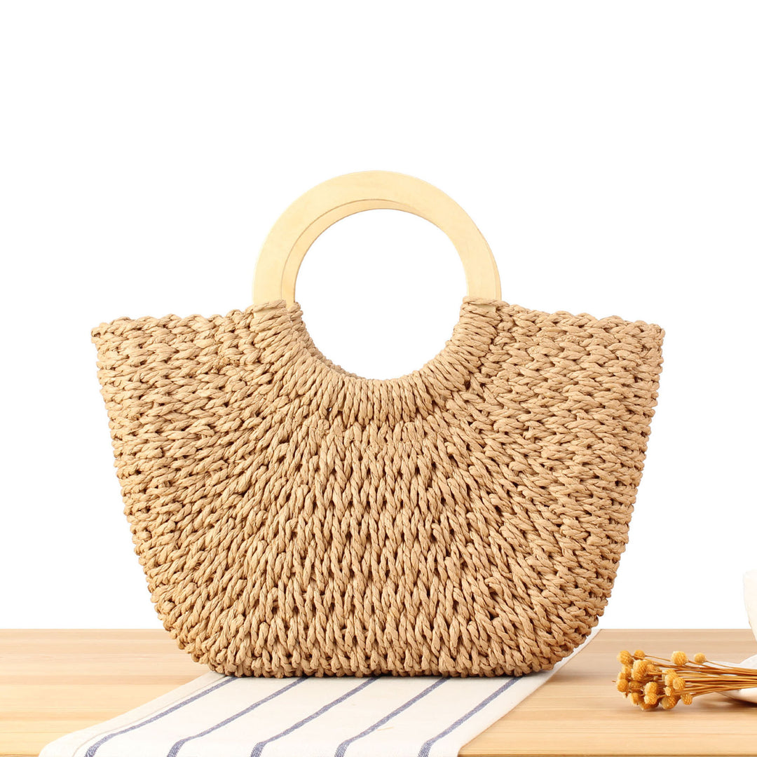 Designer bag made of handmade wicker with wooden handle Skanto