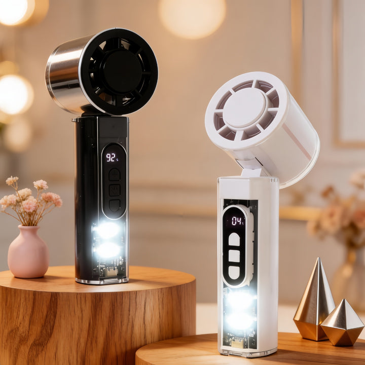 Dame bærbar mini-vifte med LED-belysning Skanto