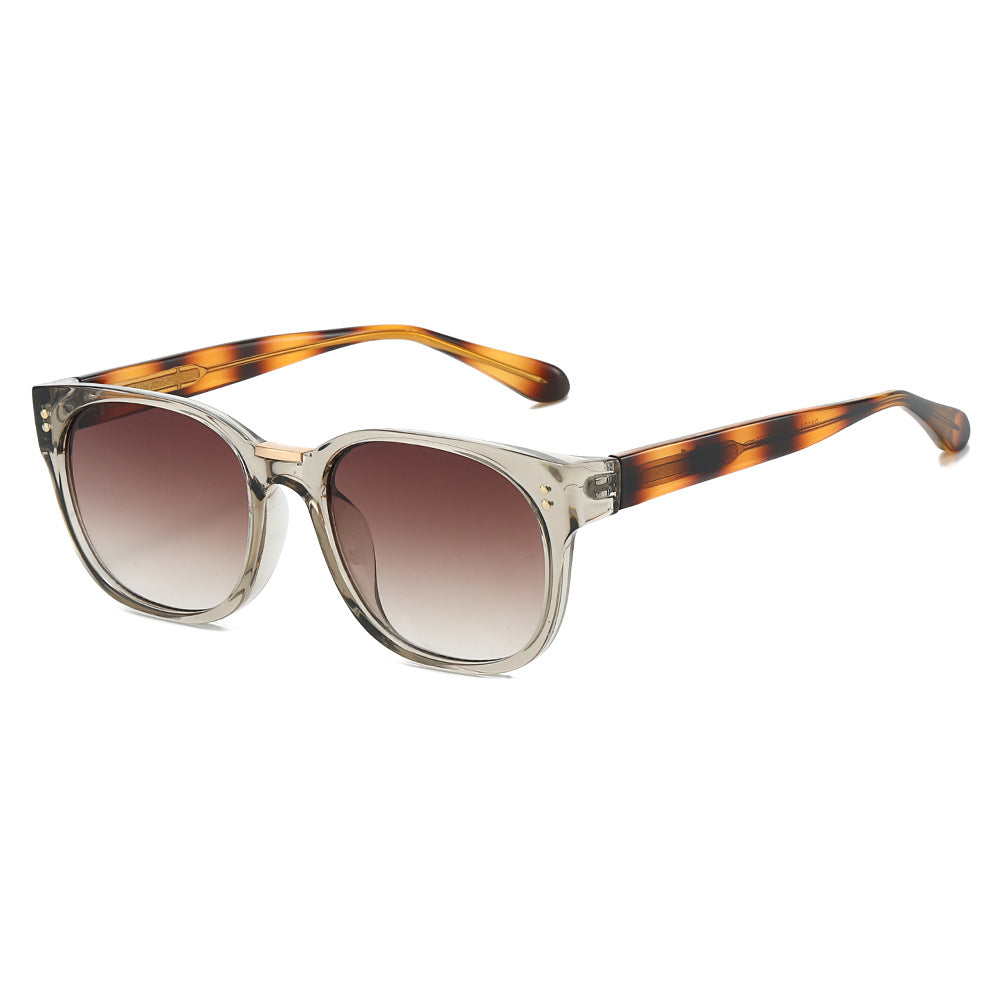 Dame moteriktig solbrille med gjennomsiktig ramme og elegante detaljer Skanto