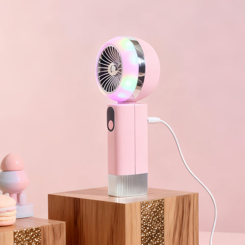 Dame Bærbar Mini-vifte med LED-funksjon og temperaturvisning Skanto
