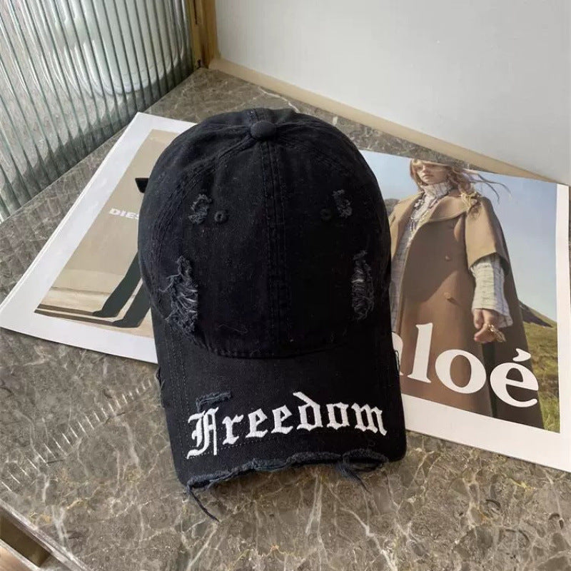 Kvinnenes slitte frihets broderte baseballcap Skanto