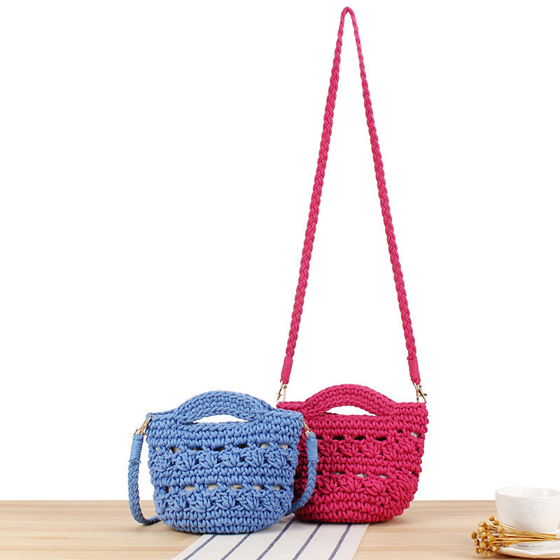 Lekker Makramee Crossbody Bag med Flettet Håndtak Skanto