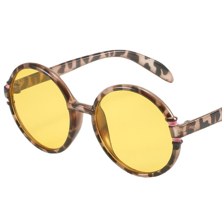 Dame rund solbrille i trendy leopardmønster med UV-beskyttelse Skanto