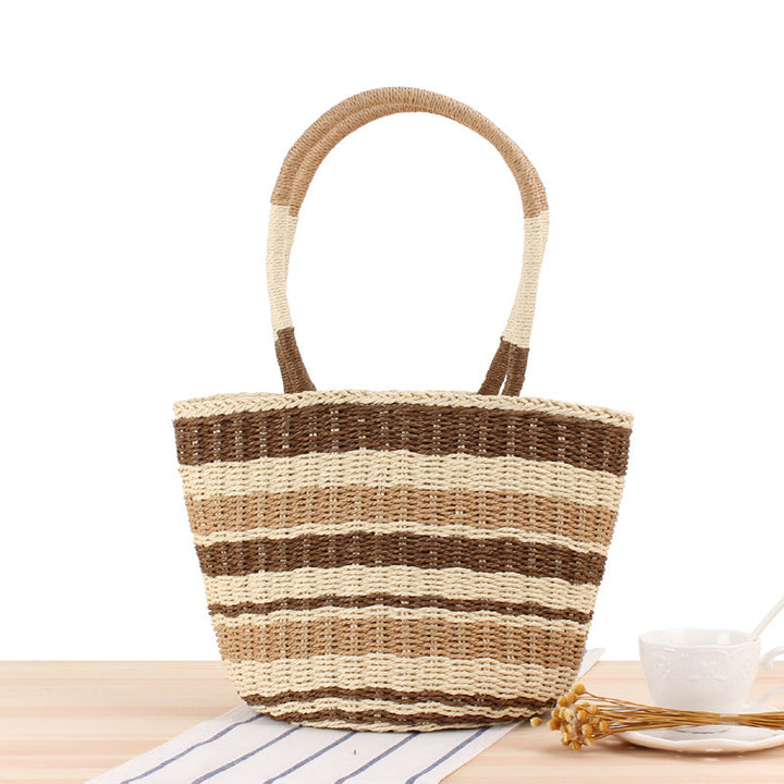Basket bag with modern stripe pattern Skanto