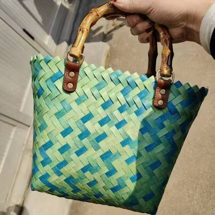 Flettet tote bag med trekkerhåndtak Skanto