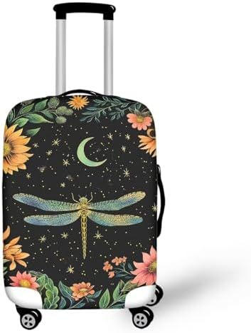 Unisex nan elastisk koffertrekk med hest- og solblomstmotiv, dehbar stretchbeskyttelse for hardplast- trolley med glidelås Skanto