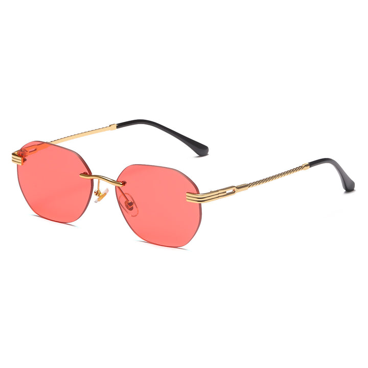 Dame moteriktig geometrisk solbrille med dekorativ metallegering Skanto