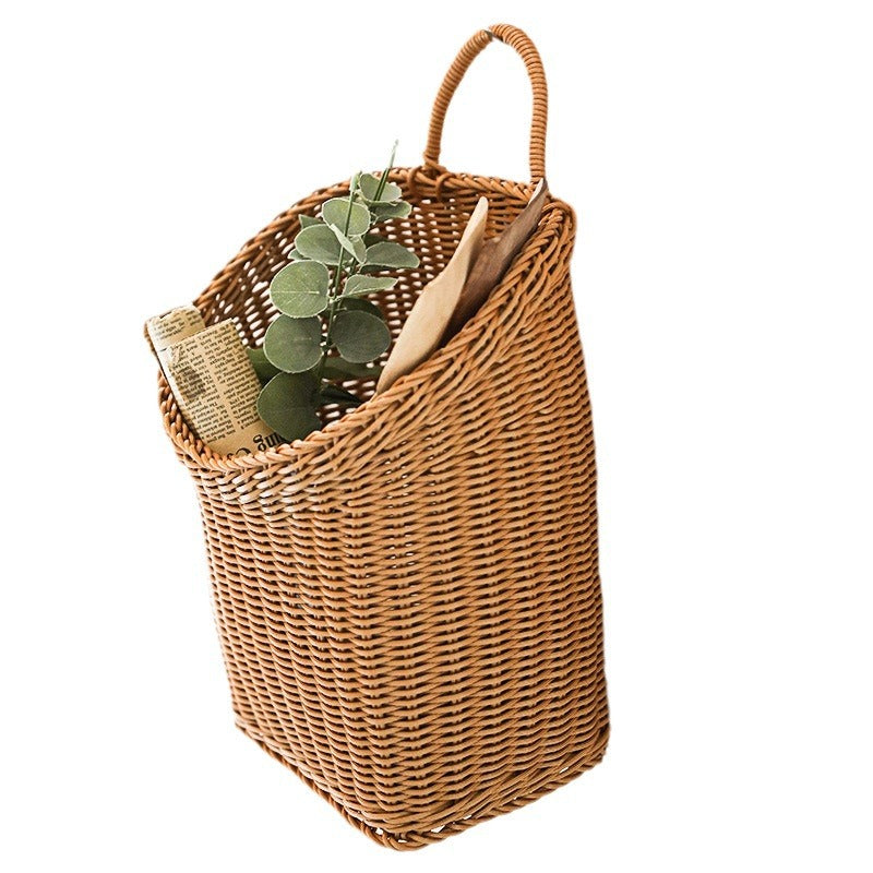 Dame Håndlaget Rattan Oppbevaringskurv med Håndtak Skanto