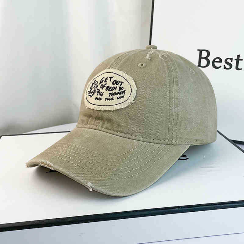Kvinne Casual Distressed Bomull Baseball Caps Skanto