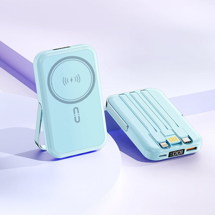Bærbar induksjons-powerbank med integrert stativ og flere tilkoblinger Skanto