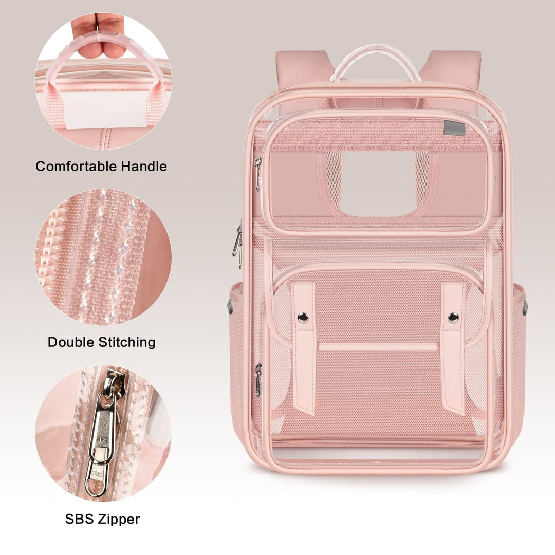Unisex transparent ryggsekk med flere rom og pustende design Skanto