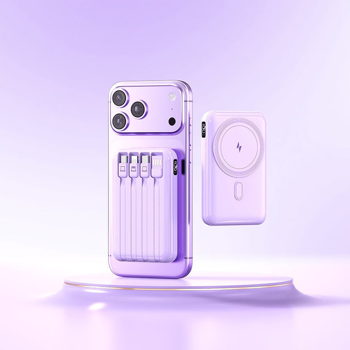 Powerbank med integrert ladekabel og stilfullt design Skanto