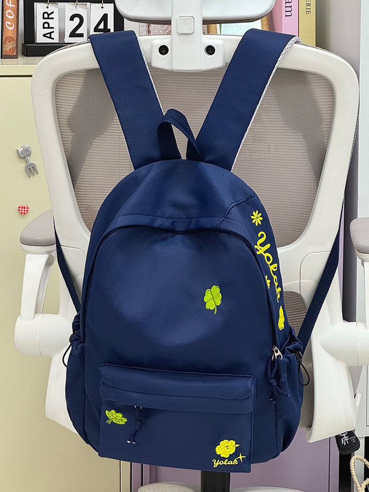 Casual Multi-Lomme Brodert Skoleveske