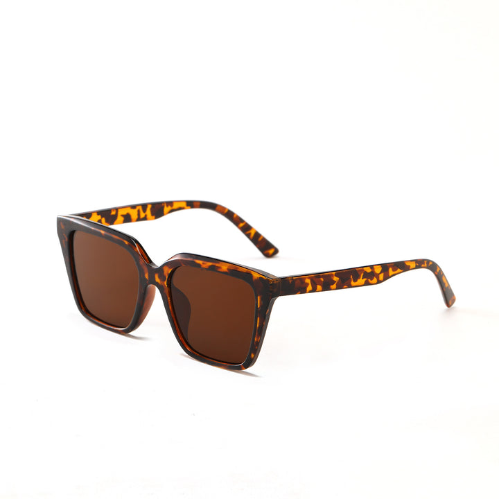 Dame geometrisk solbrille med beskyttende UV-filter og stilfullt skilpadde-design Skanto