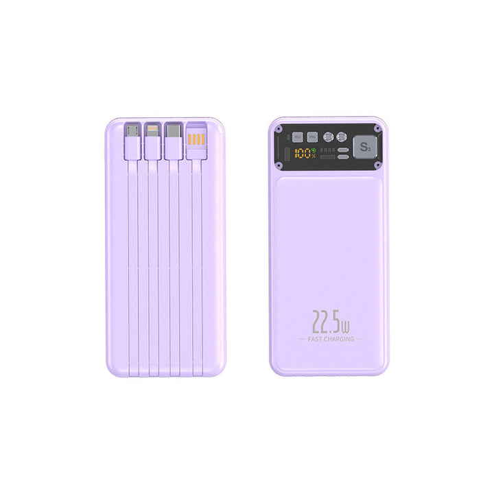 Powerbank med integrert kabelsystem og digital ladevisning Skanto